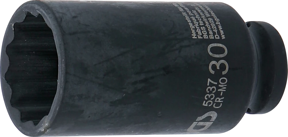 Kraft-Steckschlüssel-Einsatz Zwölfkant, tief, Antrieb Innenvierkant 12,5 mm (1/2"), SW 30 mm