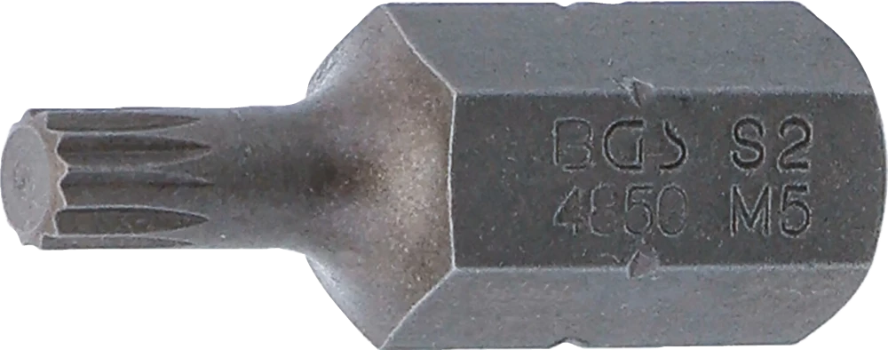 Bit, Länge 30 mm, Antrieb Außensechskant 10 mm (3/8"), Innenvielzahn (für XZN) M5