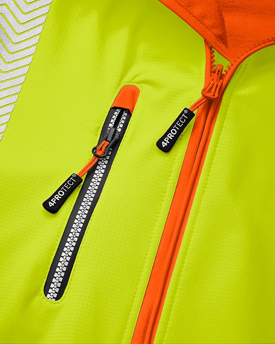 4PROTECT® Warnschutz-Softshelljacke HOUSTON leuchtgelb/leuchtorange