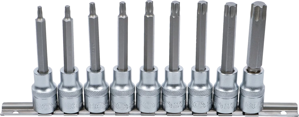 Bit-Einsatz-Satz, Antrieb Innenvierkant 12,5 mm (1/2"), T-Profil (für Torx), 9-tlg.