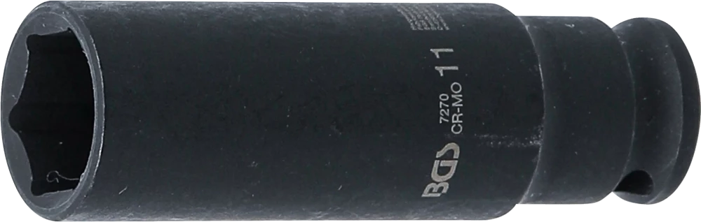 Kraft-Steckschlüssel-Einsatz Sechskant, tief, Antrieb Innenvierkant 6,3 mm (1/4"), SW 11 mm