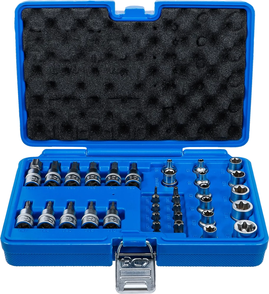 Bit- und Steckschlüsseleinsatz-Satz, 10 mm (3/8"), T-Profil (für Torx), 34-tlg.