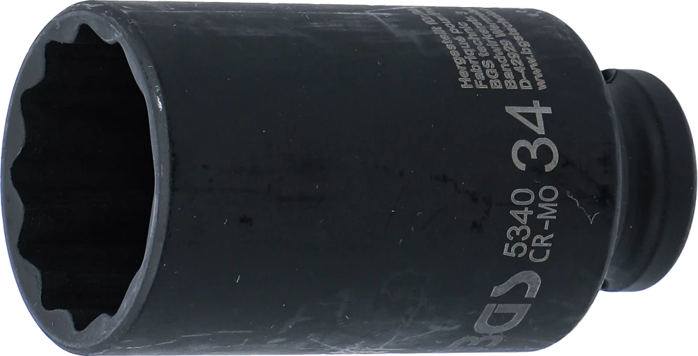 Kraft-Steckschlüssel-Einsatz Zwölfkant, tief, Antrieb Innenvierkant 12,5 mm (1/2"), SW 34 mm