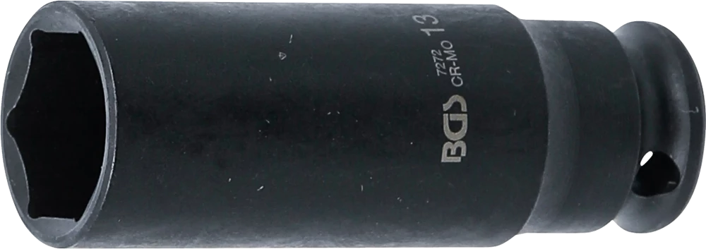 Kraft-Steckschlüssel-Einsatz Sechskant, tief, Antrieb Innenvierkant 6,3 mm (1/4"), SW 13 mm