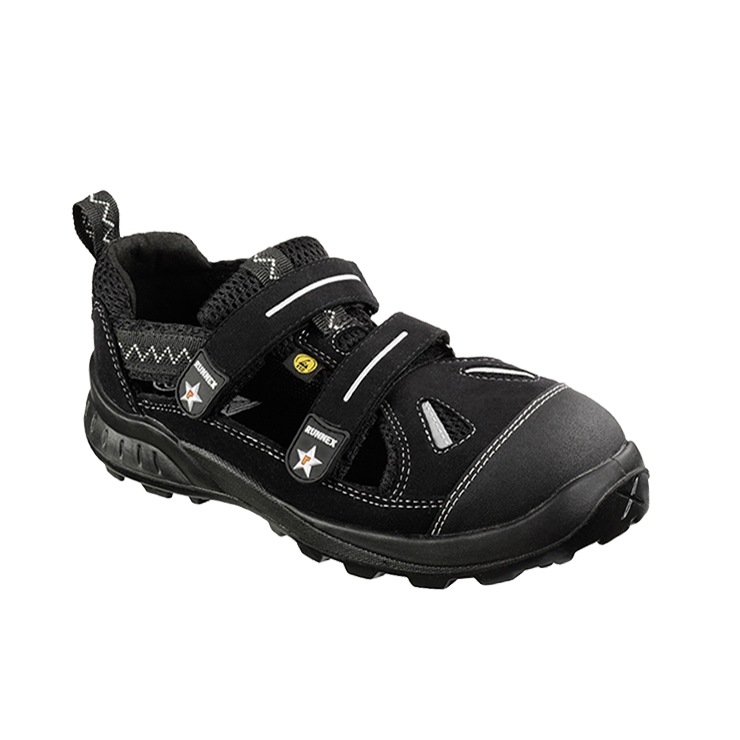 RUNNEX® S1-ESD-Sicherheitsklettsandalen TeamStar schwarz/silber