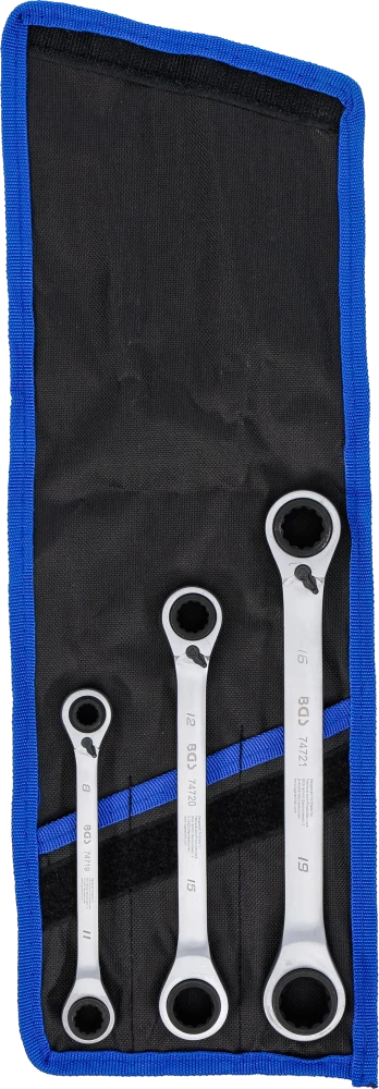 Doppel-Ratschen-Ringschlüssel-Satz, umschaltbar, 4-in-1, 3-tlg.