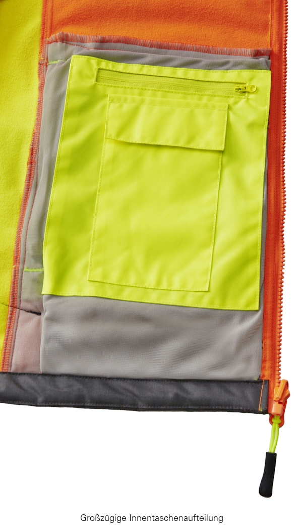4PROTECT® Warnschutz-Softshelljacke HOUSTON leuchtgelb/leuchtorange