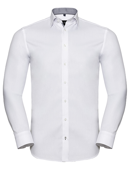 Hemd – Men's Long Sleeve Tailored Contrast Herringbone Shirt