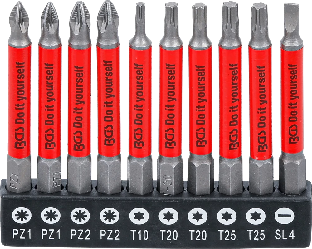 Antirutsch-Bit-Satz, magnetisch, 70 mm, 10-tlg.