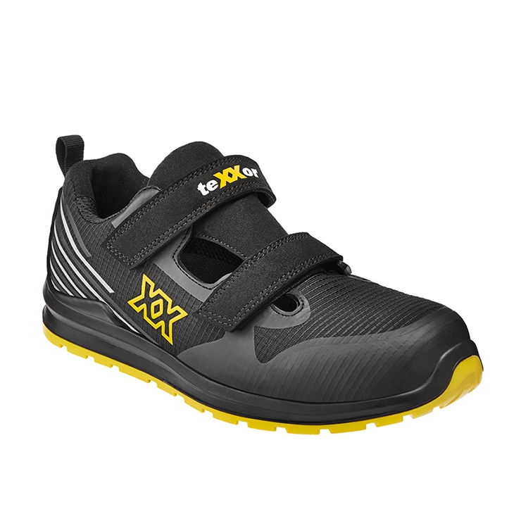 teXXor® S1PS-Sicherheitsklettsandalen schwarz/gelb