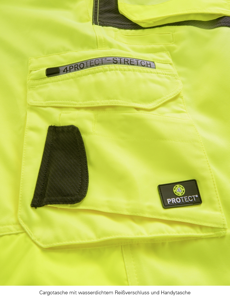4PROTECT® Warnschutz-Bundhose TENNESSEE leuchtgelb/grau