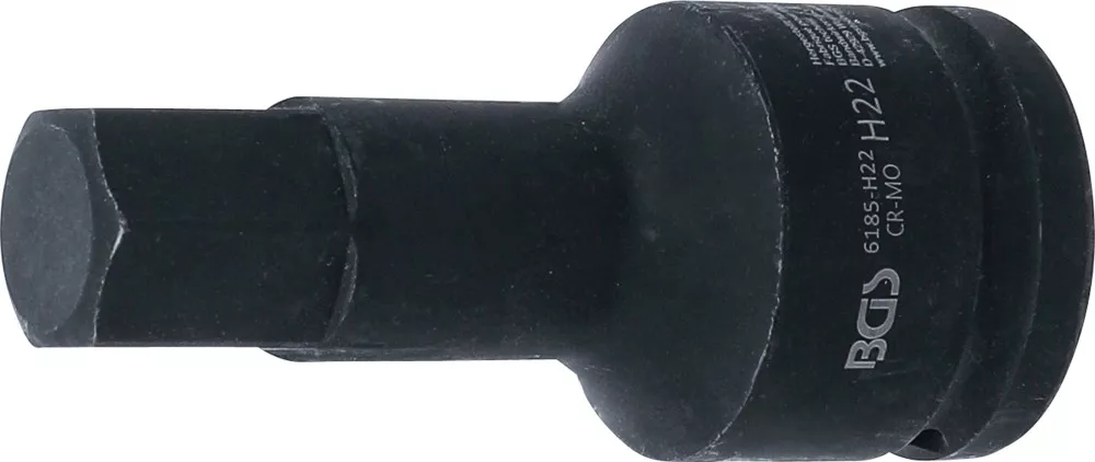 Kraft-Bit-Einsatz, Länge 100 mm, Antrieb Innenvierkant 20 mm (3/4"), Innensechskant 22 mm
