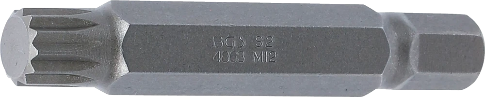 Bit, Länge 75 mm, Antrieb Außensechskant 10 mm (3/8"), Innenvielzahn (für XZN) M12