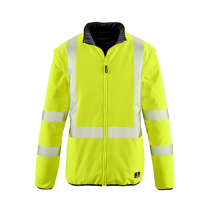 4PROTECT® Warnschutz-Softshellwendejacke RENO leuchtgelb/schwarz