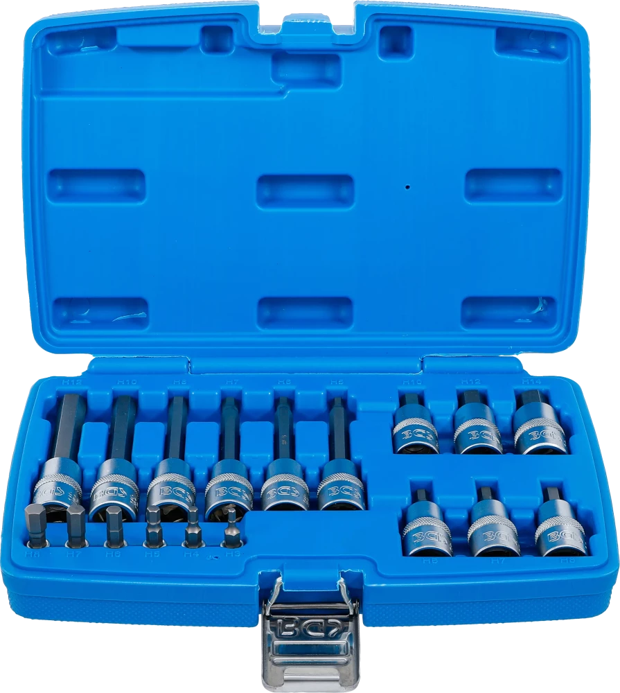 Bit-Einsatz-Satz, Antrieb Innenvierkant 6,3 mm (1/4") / 12,5 mm (1/2"), Innensechskant, 18-tlg.