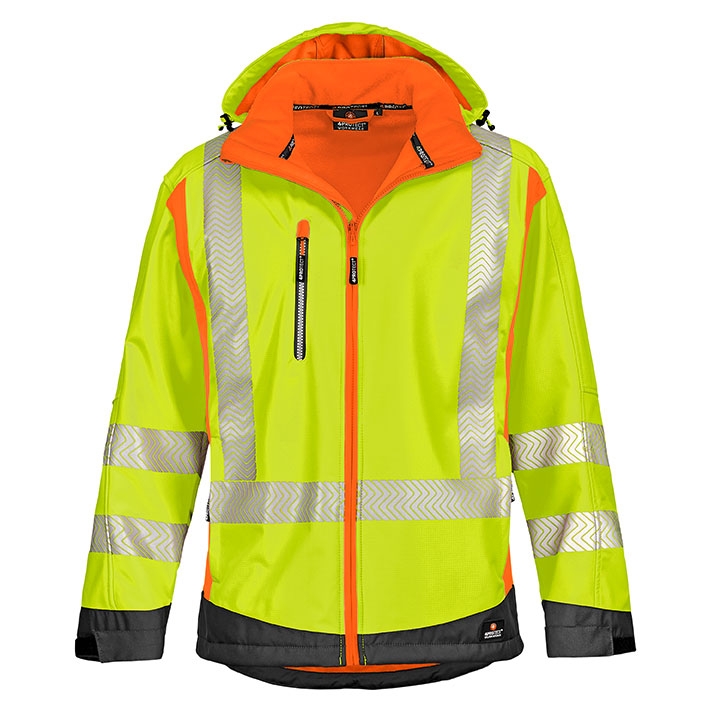 4PROTECT® Warnschutz-Softshelljacke HOUSTON leuchtgelb/leuchtorange