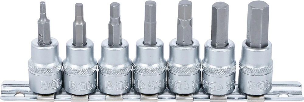 Bit-Einsatz-Satz, Antrieb Innenvierkant 10 mm (3/8"), Innensechskant 3 - 10 mm, 7-tlg.