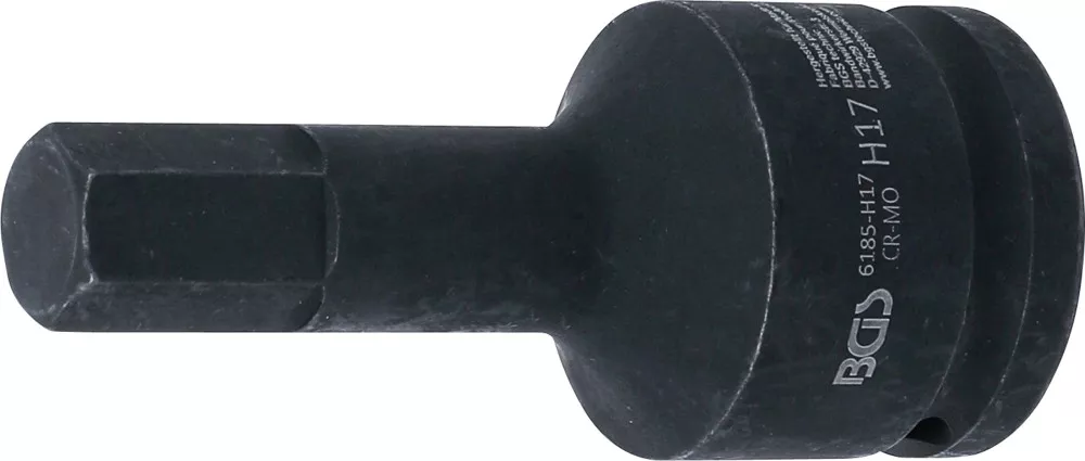 Kraft-Bit-Einsatz, Länge 100 mm, Antrieb Innenvierkant 20 mm (3/4"), Innensechskant 17 mm