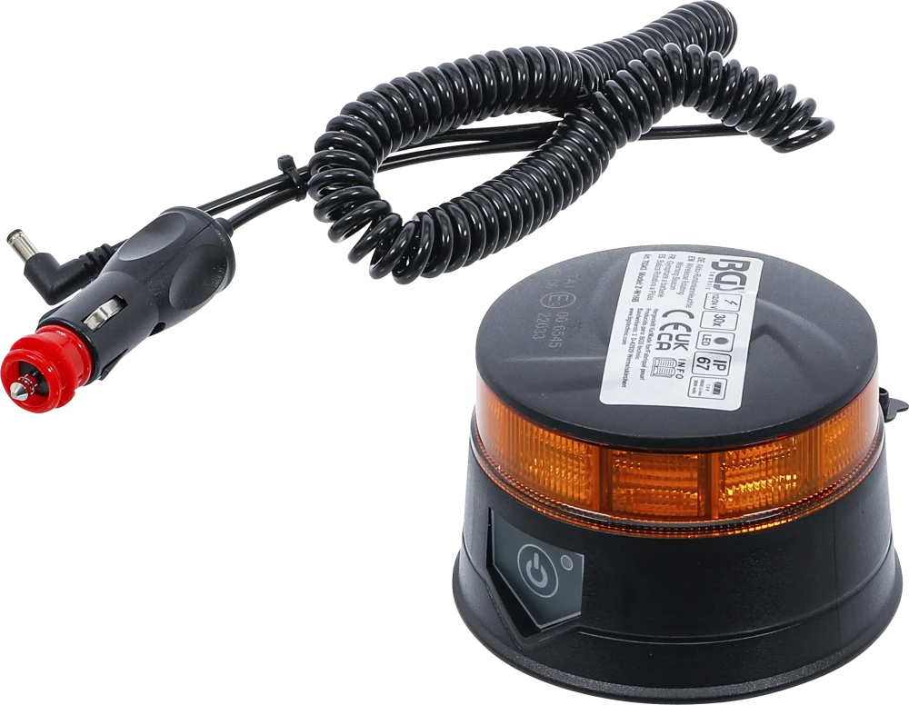 Akku-Rundumkennleuchte, gelb, mit Magnet, 12 V / 24 V, Ø 130 mm